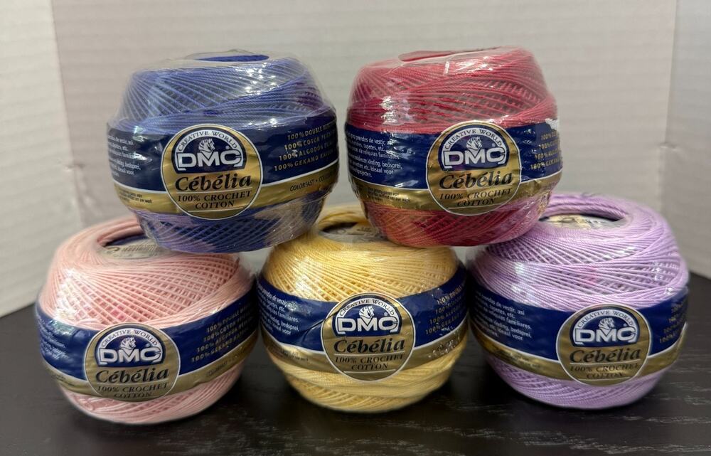 DMC Cebelia Crochet Cotton Thread Size 10 - Lot of 5 Balls - Multi Colors - NEW